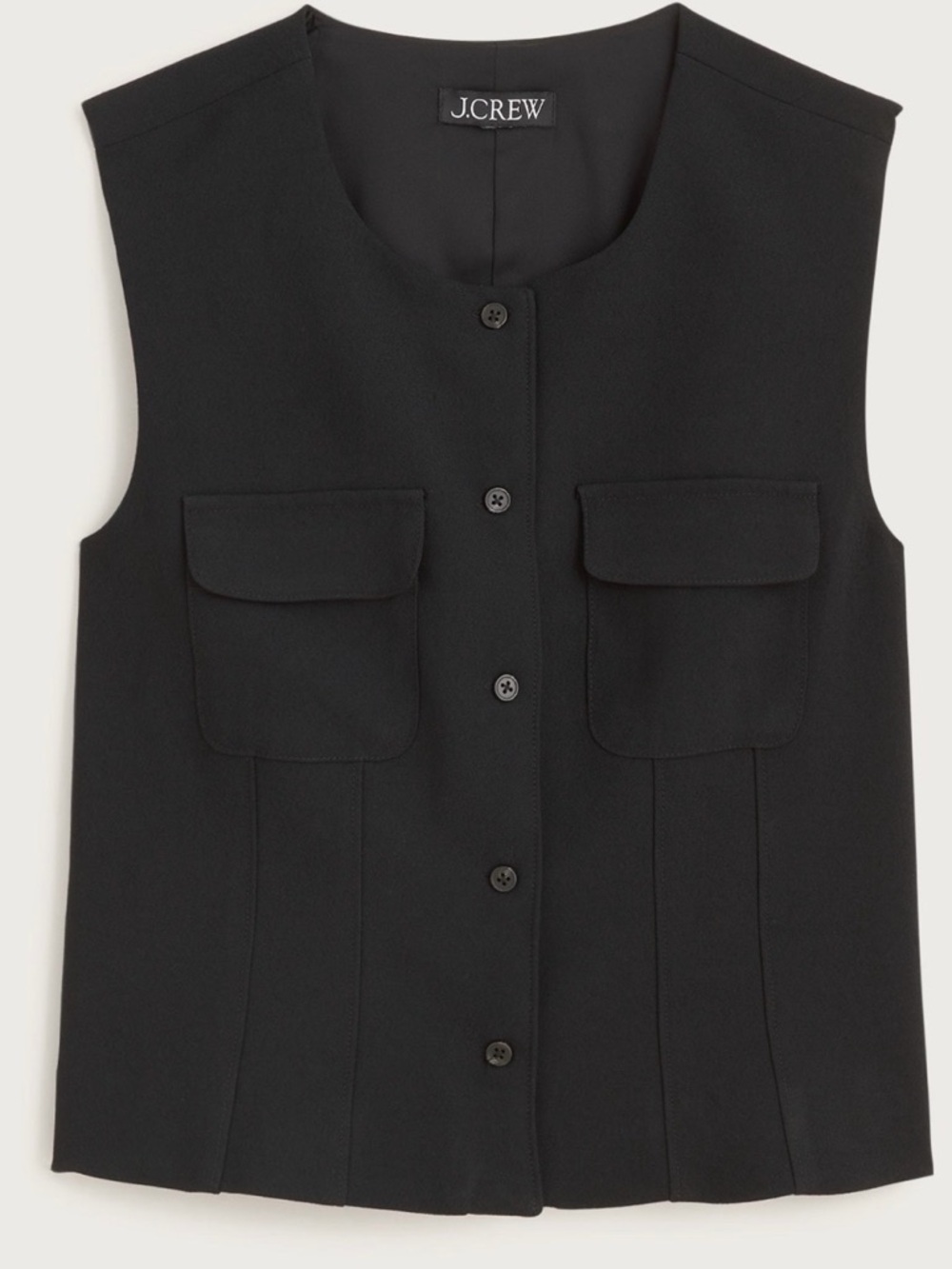 J. Crew Black Sleeveless Button Front Vest Size 0 NWT